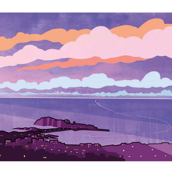 Vue Ile rousse violet